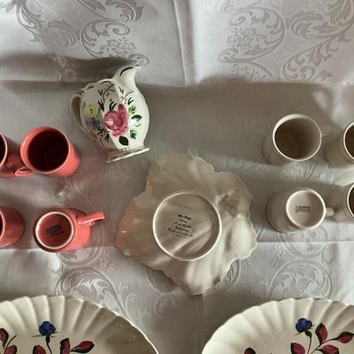 Lot of Corningware mugs and hand painted pottery