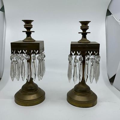 1257 Pair of Brass Girandoles