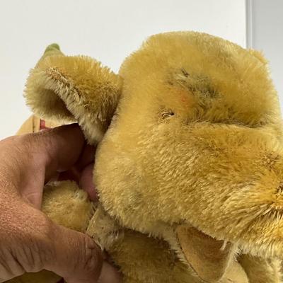 1274 Vintage Steiff Elephant with Rag Doll and German Wooden Doll