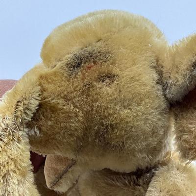 1274 Vintage Steiff Elephant with Rag Doll and German Wooden Doll