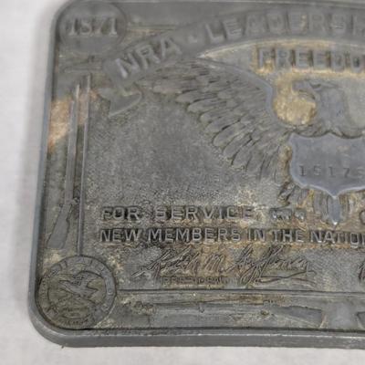 1871 - 1982 NRA Leadership Award Belt Buckle