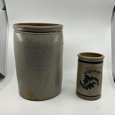 1278 Large Antique Crock with Oxford Salt Glazed Crock