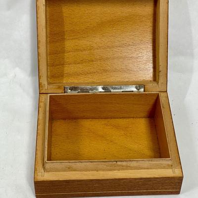 Inlayed Wooden Trinket Jewelry Box with hinged lid