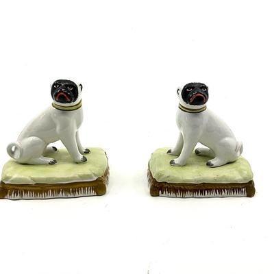 1282 Pair of Vintage Italian Ceramic Chinese Pug Figures Dogs