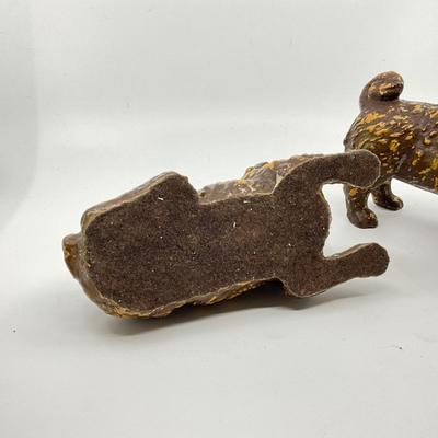 1283 Pair of Antique Terracotta Dog Figures with Glass Eyes