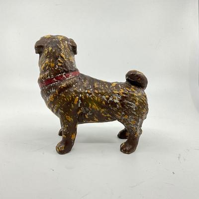 1283 Pair of Antique Terracotta Dog Figures with Glass Eyes
