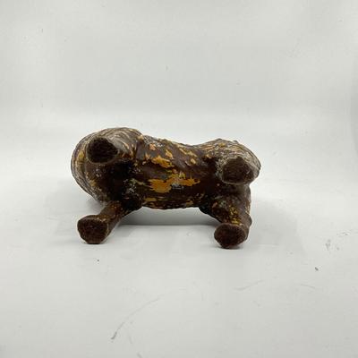 1283 Pair of Antique Terracotta Dog Figures with Glass Eyes