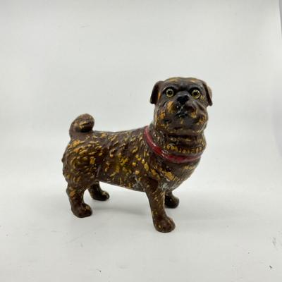 1283 Pair of Antique Terracotta Dog Figures with Glass Eyes
