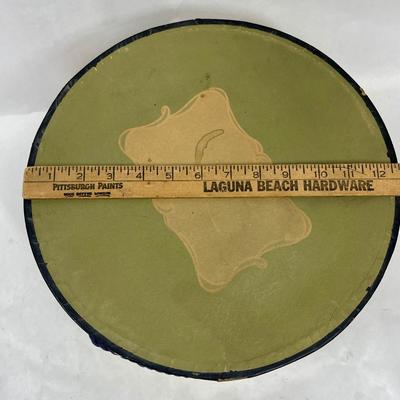 Antique / Vintage Round Cardboard Hat Box 1920's Garden Party Graphics