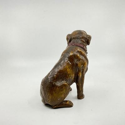 1284 Antique Chalkware Bull Dog Figure