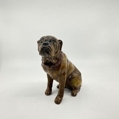 1284 Antique Chalkware Bull Dog Figure