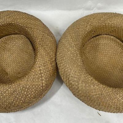 Lot of 2 Vintage Straw Hats with Shell Band