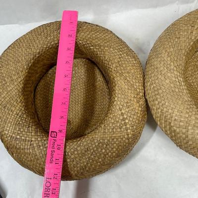 Lot of 2 Vintage Straw Hats with Shell Band