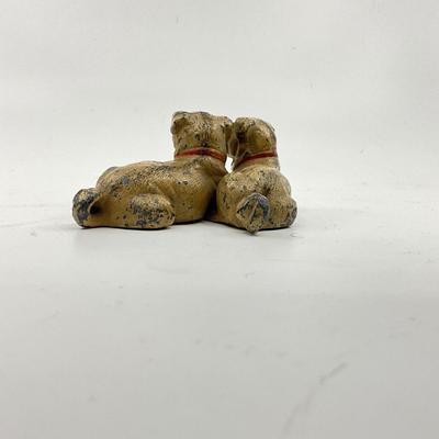 1285 Pair of Antique Handpainted Cast Iron Pugs Paperweight