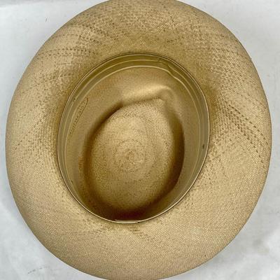 Vintage Straw Hat with Feather Band