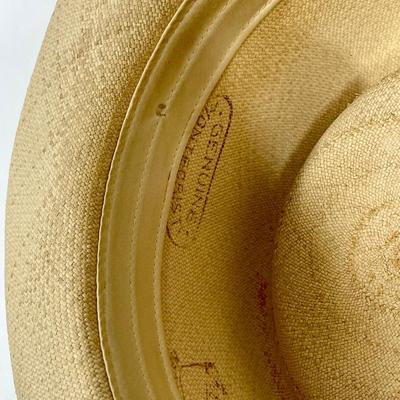 Vintage Straw Hat with Feather Band