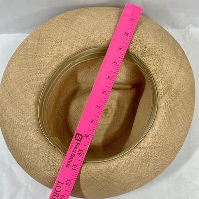 Wide Brim Vintage Straw Hat with Feather Band