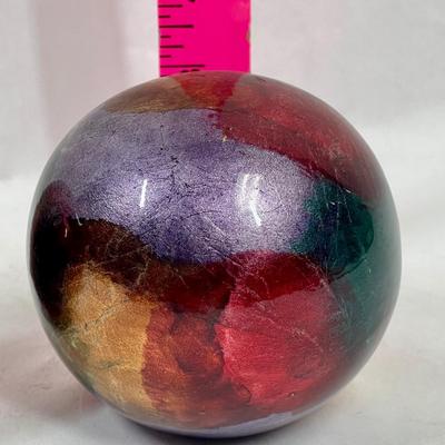 Glass Ball Pair: Red Blue Foil Decorative Sphere