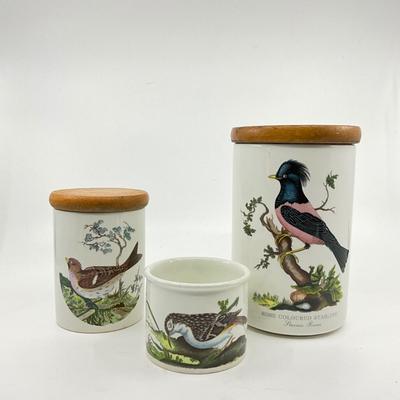 1290 Vintage 1978 Portmeirion "Birds of Great Britain" Set of Three Canisters