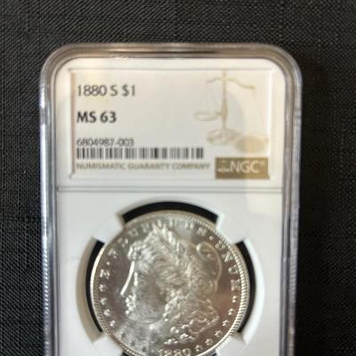 1880 S Morgan silver $1 MS 63 NGC