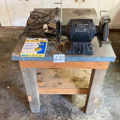 Grinder on table with electrical hookup