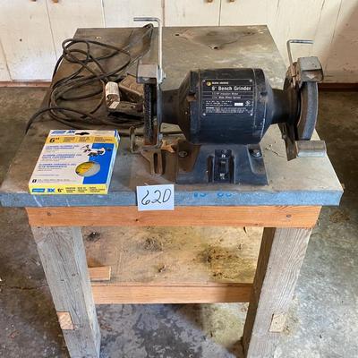 Grinder on table with electrical hookup