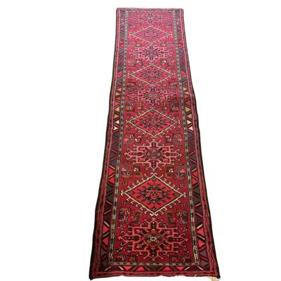 1292 Vintage Oriental Handknotted Wool Runner