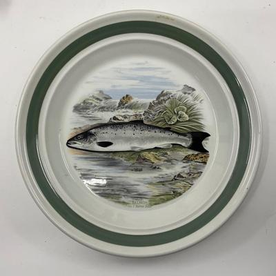 1296 Set of 4 Vintage Portmeirion Plates " The Complete Angler British Fishes"