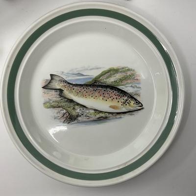 1296 Set of 4 Vintage Portmeirion Plates " The Complete Angler British Fishes"