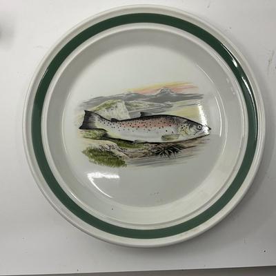 1296 Set of 4 Vintage Portmeirion Plates " The Complete Angler British Fishes"