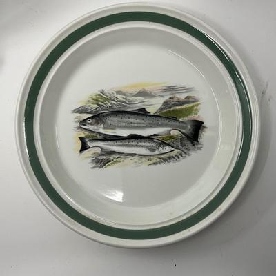1296 Set of 4 Vintage Portmeirion Plates " The Complete Angler British Fishes"