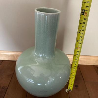 Chinese Vintage Celadon Porcelain Bottle Shaped Vases