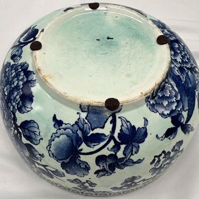 Big vintage porcelain blue and white bowl