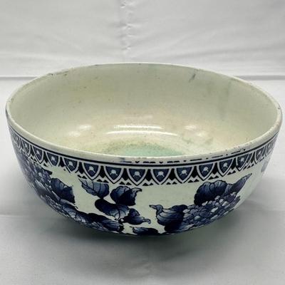Big vintage porcelain blue and white bowl