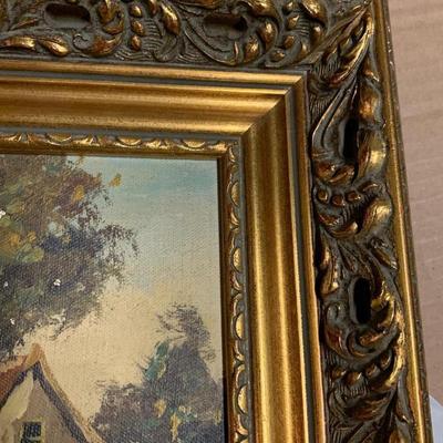 Antique Oil On Board Landscape