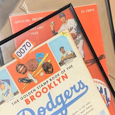 Framed Vintage Brooklyn Dodgers / Mets Programs