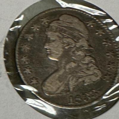 1833 50c Capped Bust Silver Half Dollar, VF+,