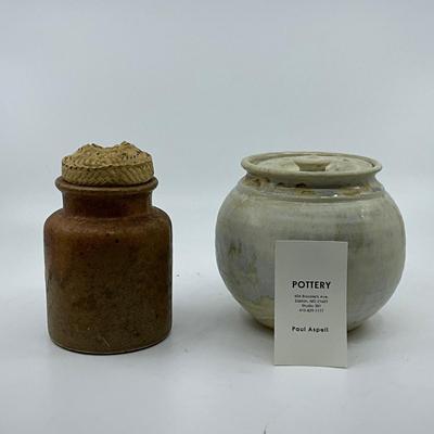 1323 Handmade Covered Pottery by Paul Aspell ( Local Artist) and Covered Pottery Canister