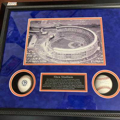 Shea Stadium Shadow Box W/ Signed Tom Seaver Baseball