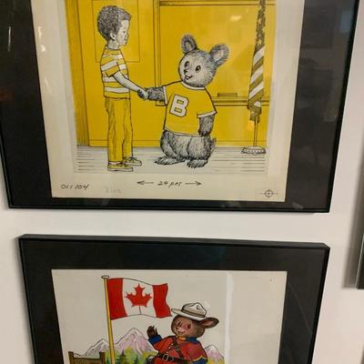 Huge Lot Weekly Reader Artist Proof Cartoon Illustrations Numbered Framed