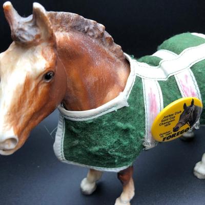 Horse Collectors Lot; Ceramic Tile, Horse Figurine & Pin