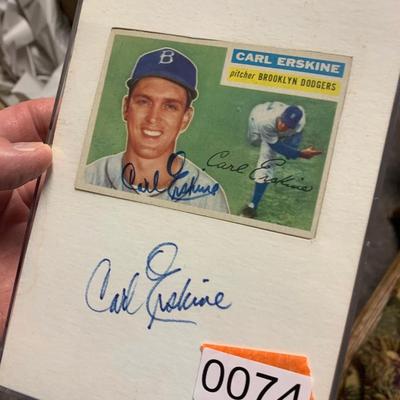 Carl Erskine Singed Baseball Card