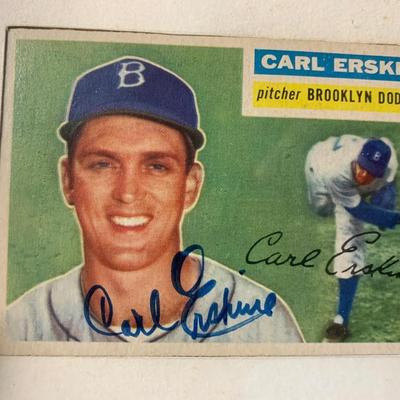 Carl Erskine Singed Baseball Card