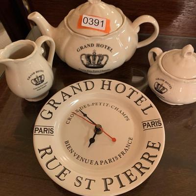 Grand Hotel Paris Tea Set & Clock