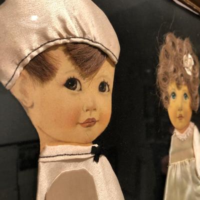 Boy & Girl Victorian Hair Art Picture - Framed