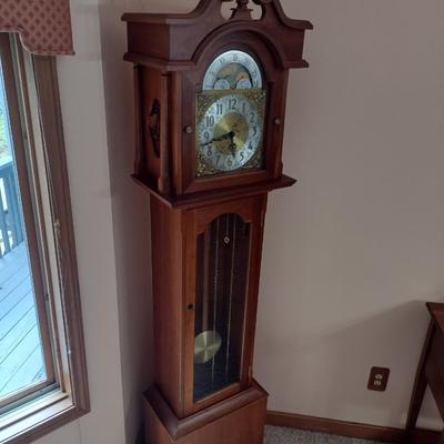 Custom Crafted Cherry Wood Cabinet Grandfather Clock by Edward Cooper