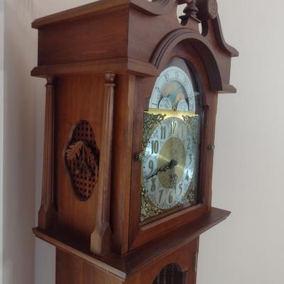 Custom Crafted Cherry Wood Cabinet Grandfather Clock by Edward Cooper