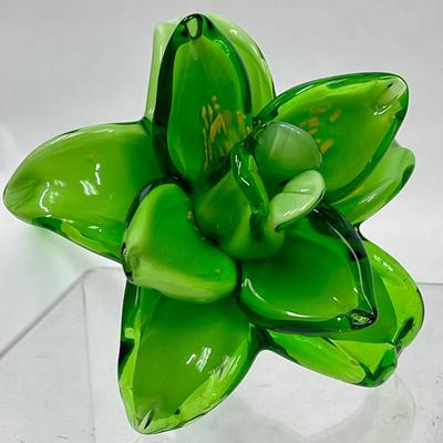 On stem blown glass flowers