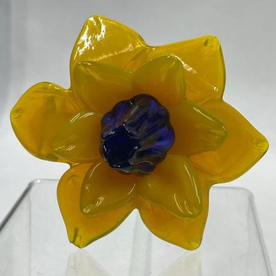 On stem blown glass flowers