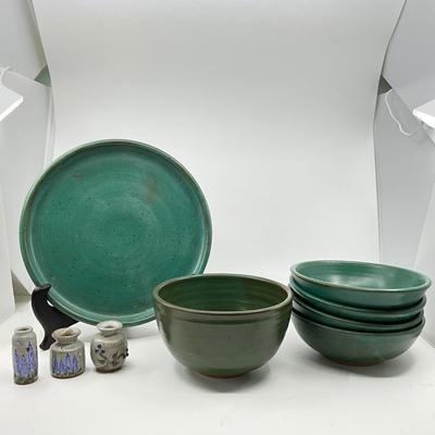 1324 Lot of 9 1995-1997 Tony Oliveri Pottery - Maine